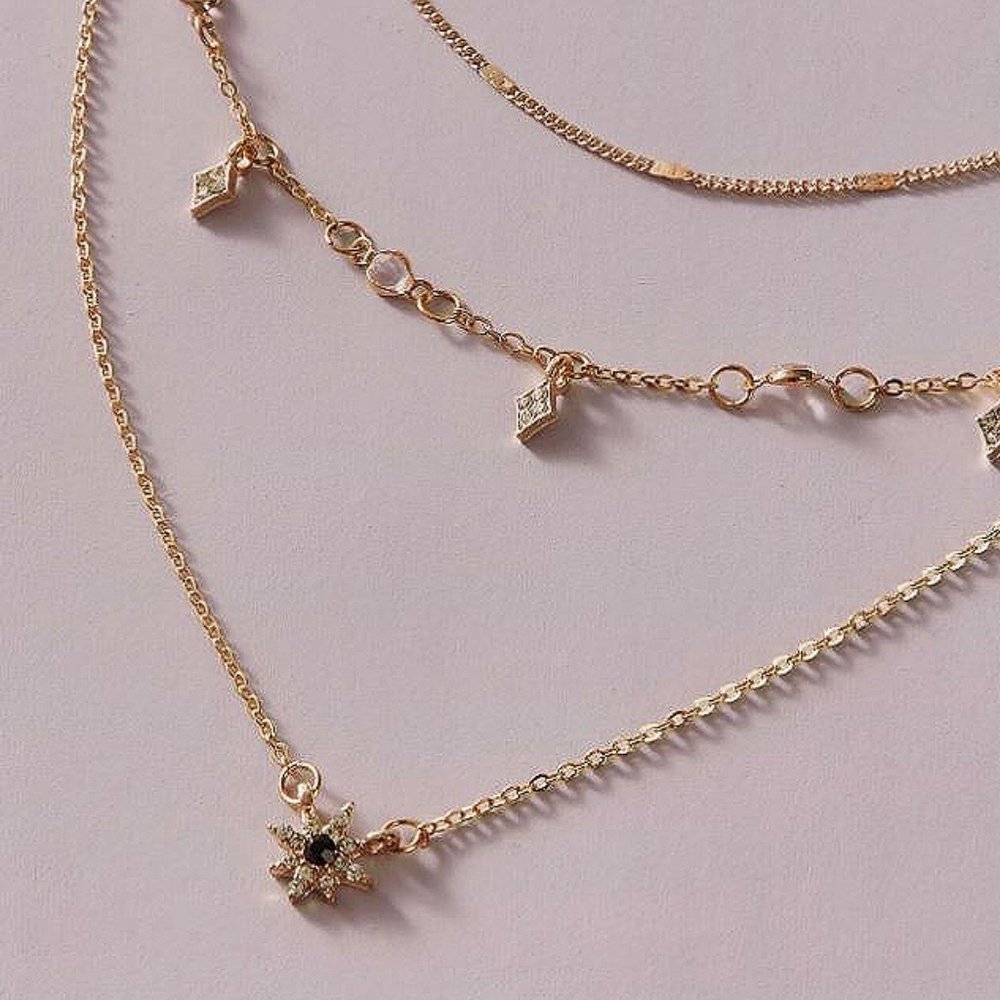 ❤️ 3/$30 Layered Stars & Black Sun Necklace - Picture 4 of 10